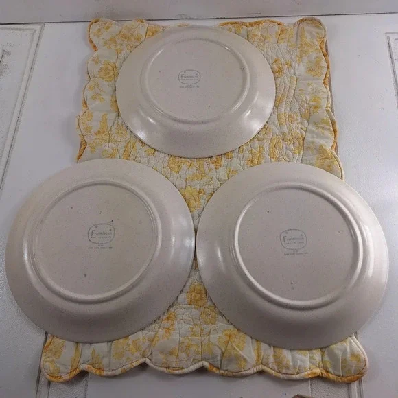 Vintage Franciscan Earthenware Hacienda (3) Lunch Plates 8 1/2” Yellow Flower - Picture 4 of 10